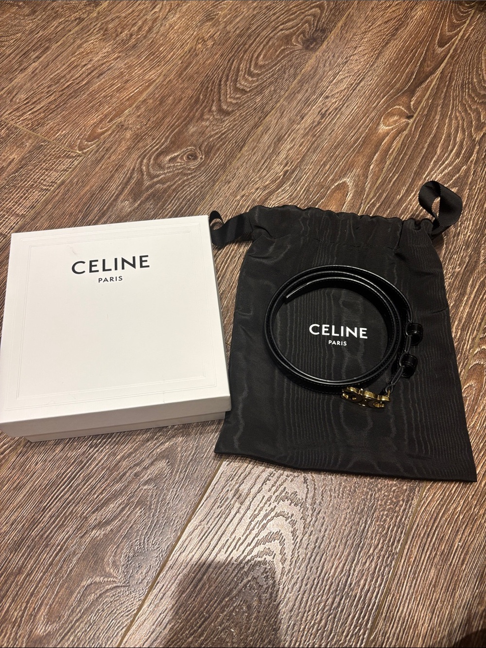 Celine Triomphe Belt Black/Gold (size 75)